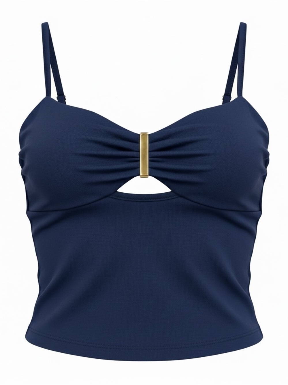 Cami Tank Women’s XS~Navy~Cinched Bust W/Gold Detail Cut-out Adjustable Straps